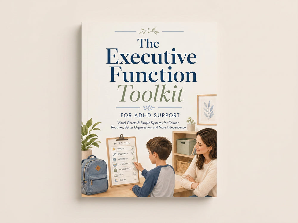 Book cover of 'The Executive Function Toolkit for ADHD Support' on a light beige background
